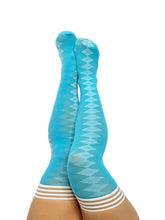 Argyle print thigh-high stockings