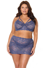 Gorgeous navy blue bra set with garters