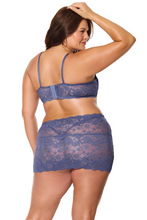 Gorgeous navy blue bra set with garters