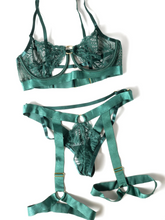 Darlene Lace Cutout Bra & Gartered Panty Set