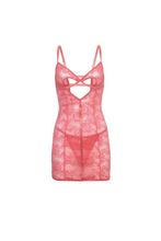 Spicy light pink chemise with a charming heart-shaped keyhole at the bust