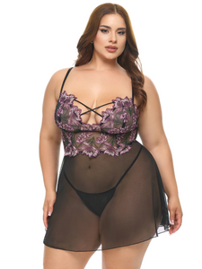Alluring Floral Sheer Babydoll