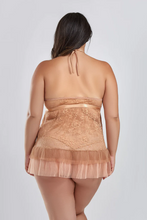 Amber lace skirted babydoll with halter neck