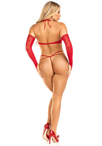 Sexy red bra set with gloves