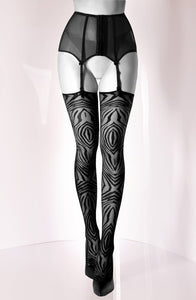 Black Stockings with Tribal-Inspired Design