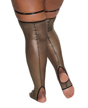 Metallic footless seamed fishnet stockings