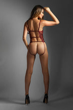 Crotchless Open Back Burgundy Bodysuit