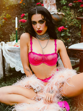 Delicate rose pink bralette set with garters