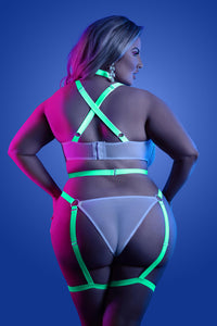 Glow in the dark lingerie - gartered bodysuit