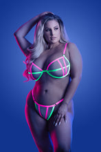 UV Reactive Contrast Binding Bra and G-string Panty Set