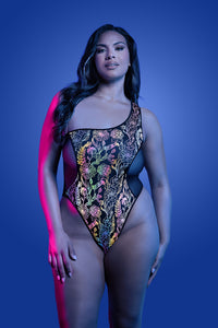 Glow in te dark lingerie - floral bodysuit