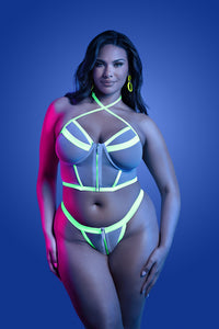 Glow in the dark lingerie - zipper bra and panty