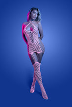 GLow in the dark lingerie - fishnet bodystosking