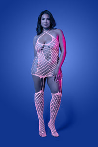 GLow in the dark lingerie - fishnet bodystosking