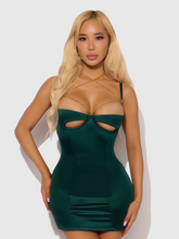 Luxurious emerald green lingerie chemise set with chains