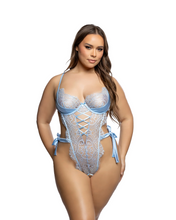Romantic blue lace bodysuit
