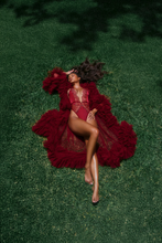 Metallic embroidery bead lace and stretch satin bodysuit