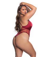 Metallic embroidery bead lace and stretch satin bodysuit