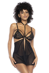 Erotic bodysuit with detachable skirt and collar
