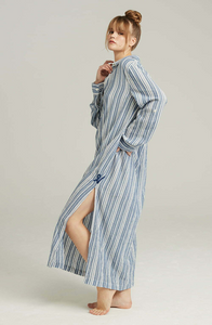 Organic cotton maxi shirt - French navy stripe