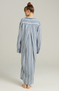 Organic cotton maxi shirt - French navy stripe