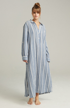 Organic cotton maxi shirt - French navy stripe