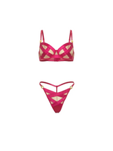 Sexy strappy pink bra set