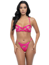 Sexy strappy pink bra set