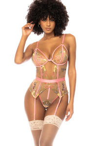 Floral bodysuit lace lingerie set