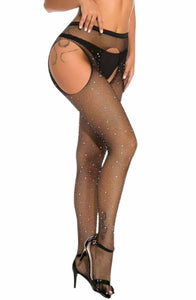 Sparkly fishnet crotchless pantyhose