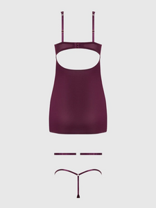 Shimmer Mesh O-Ring Thigh Garter Chemise Set