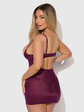Shimmer Mesh O-Ring Thigh Garter Chemise Set
