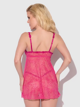 Sweet pink lace openable cup babydoll set