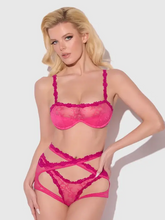 Delicate rose pink bralette set with garters