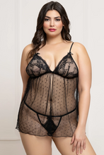 Sexy black babydoll with lace and polka dots