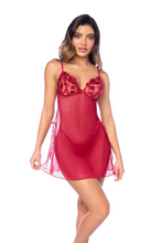 A flirty and romantic babydoll with embroidered cups