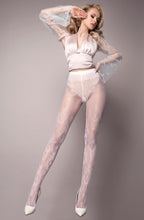 Sophisticated cream pantyhose with floral details