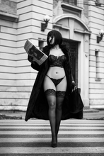 Black Corseted Lace Strapless Bustier & Thong Set