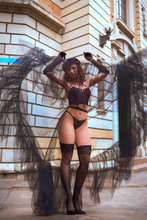 Black Corseted Lace Strapless Bustier & Thong Set