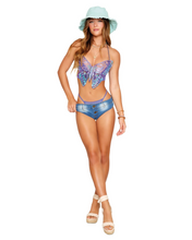Bustier with Butterfly Applique and G-String Panty Lavender Haze