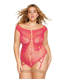 Seamless butterfly garter bodysuit