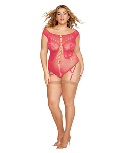 Seamless butterfly garter bodysuit