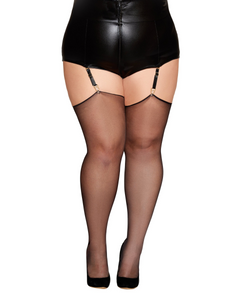 Silky sheer seamed thigh highs