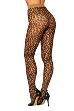 Sheer leopard pantyhose