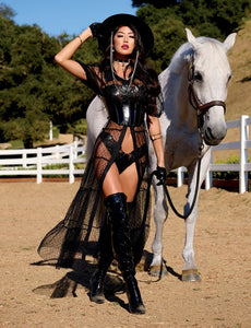 Sexy wet look bustier set