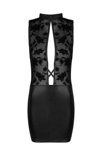 Irresistible wetlook mini dress with lace details