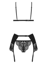 Sexy wet look bra set with garter belt