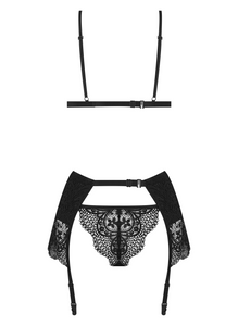 Sexy wet look bra set with garter belt