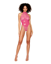 Hot pink heart vinyl and lace bodysuit