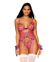 Bustier with heart embroidery and restraints